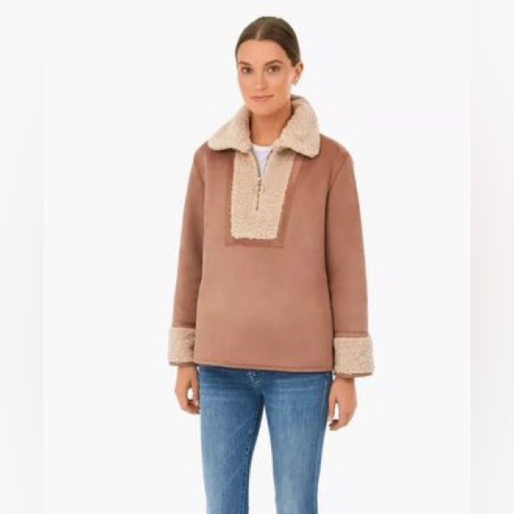 NEW WITH TAGS Tuckernuck Stella Shearling Jacket Womens XXS Tan Cream Neutral